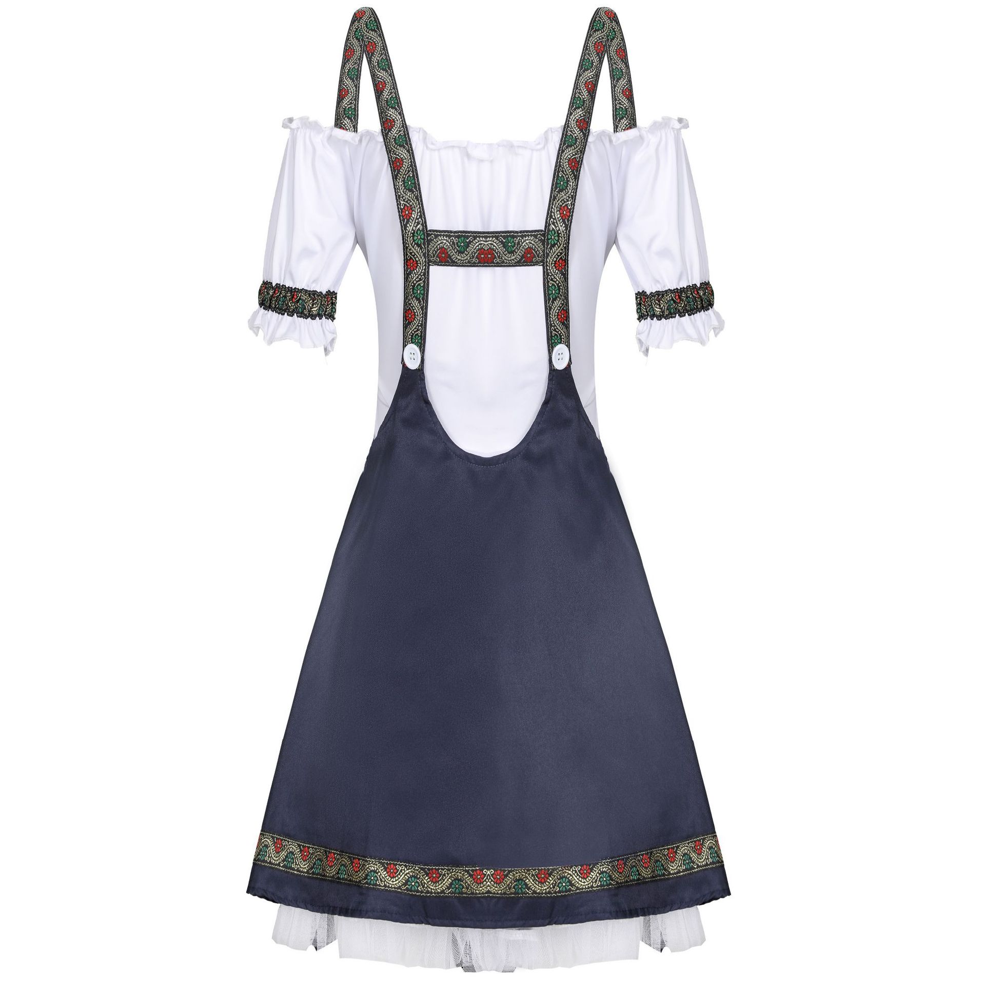 Traditional Oktoberfest Dirndl Dress Costume Womens Embroidered Trim Outfit